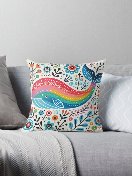 Artikel-Vorschau von Skandinavische Volkskunst-Regenbogen-Tiere - süßer bunter Wal von heidiannemorris, designt und verkauft von FOLK ART FUSION by heidiannemorris.