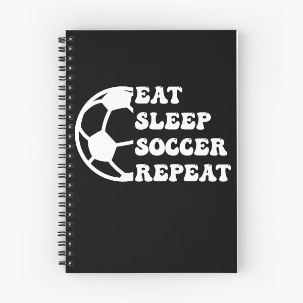 Aperçu de l'œuvre EAT SLEEP SOCCER REPEAT, le mantra ultime du style de vie du football pour les vrais fanatiques et joueurs de football créée et vendue par NADIASHOP86.