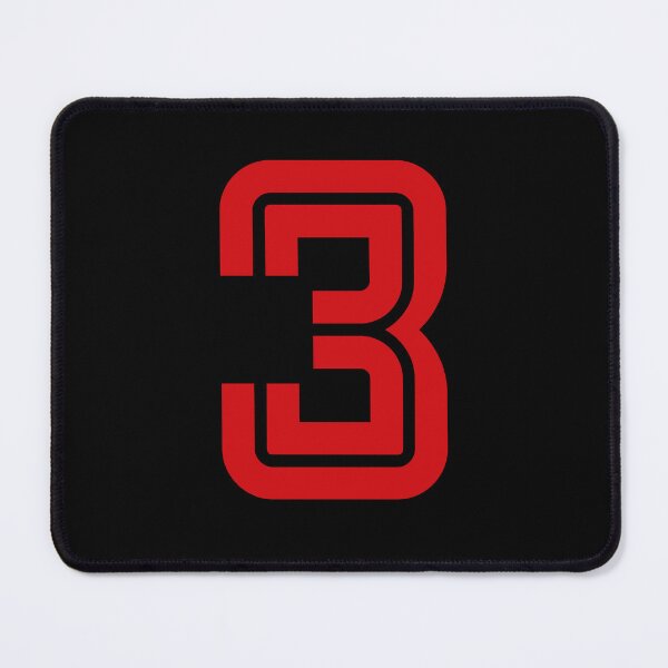 Item preview, No. 3 / Player Number Three / Football Player Number 3 (Red on Black) designed and sold by STUDIO-72.