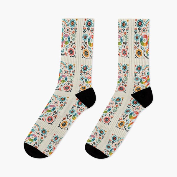 Artikelvorschau, Skandinavische Volkskunst-Regenbogenschlange - mehrfarbiges Blumenmuster von heidiannemorris entworfen und verkauft von FOLK ART FUSION by heidiannemorris.
