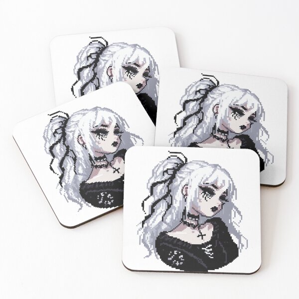 Item preview, Goth Girl With White Hair and Ponytail, Pixelart designed and sold by Luvrr Pixels.