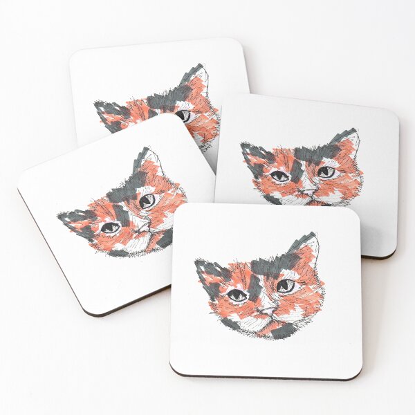 Item preview, Calico charm - expressive feline sketch designed and sold by DipakSonarArt.