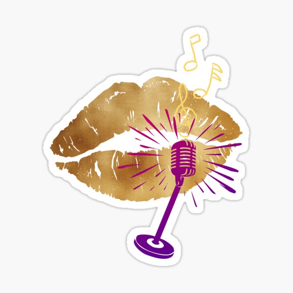 Golden Voice'n'Lips - Artsy T-shirt, music, singer, woman singer, musician Sticker