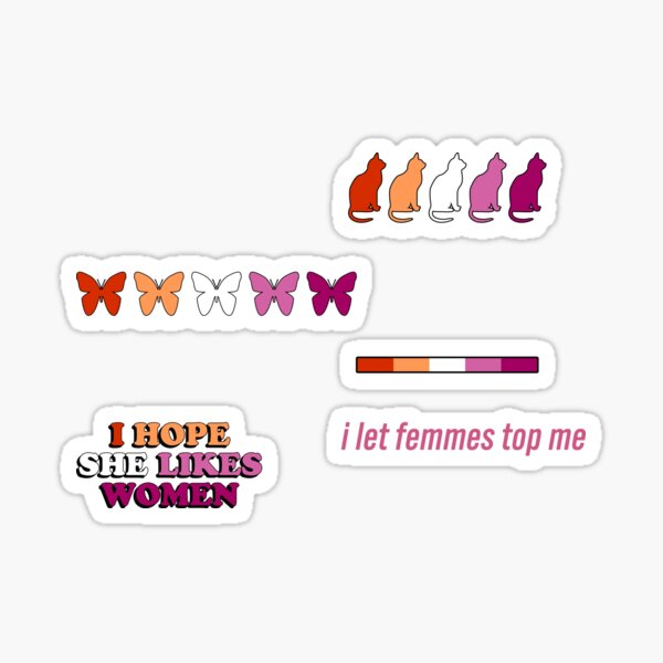 Artikel-Vorschau von Lesbian Pride Sticker Pack Ich lasse mich von der Frau übertrumpfen Ich hoffe, sie mag Frauen Lesbische dezente Pride-Flagge, designt und verkauft von House Sparrow.