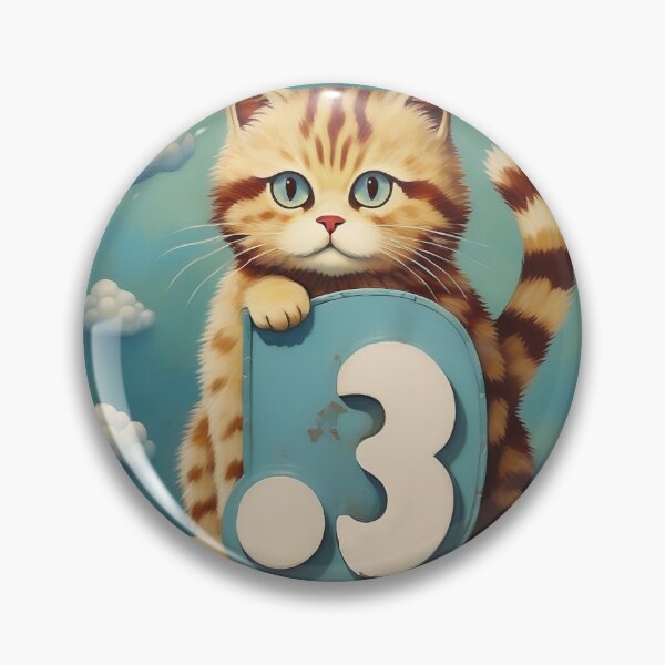 Item preview, Number Three with Cat | Numerals | Cat Illustration | Cat Art designed and sold by UnhingedBird.