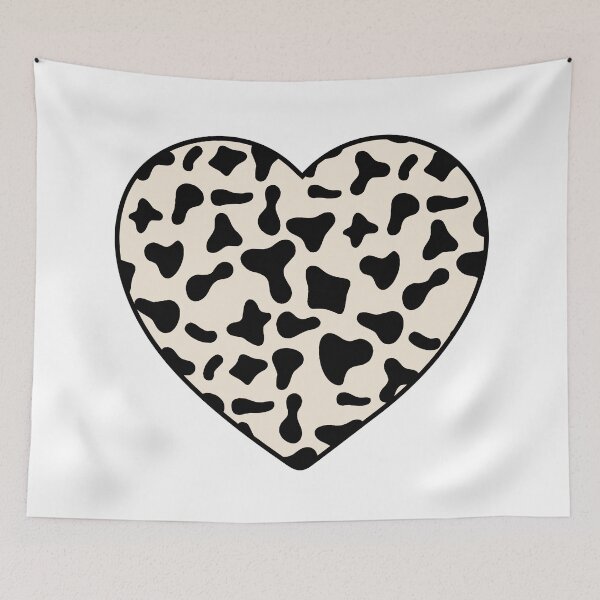 Item preview, Black Cow Pattern on Cream Cowhide | Cream Cow Skin Heart designed and sold by PatternPen.