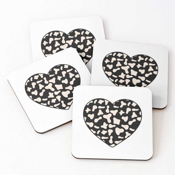Item preview, Cream Cow Pattern on Black Cowhide | Cream Cow Skin Heart designed and sold by PatternPen.