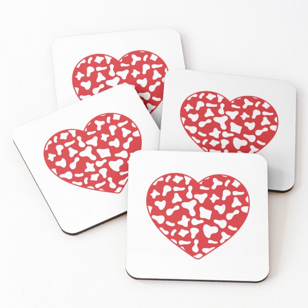 Item preview, White Cow Pattern on Red Cowhide | Red Cow Skin Heart designed and sold by PatternPen.