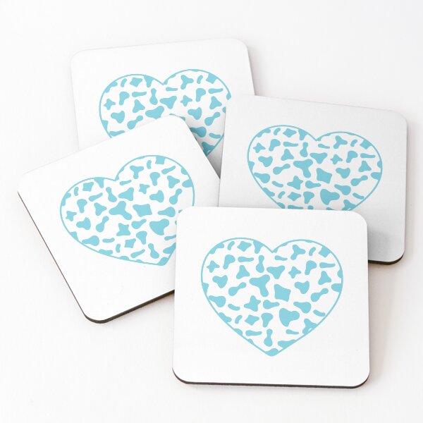 Item preview, Light Blue Cow Pattern on White Cowhide | White Cow Skin Heart designed and sold by PatternPen.