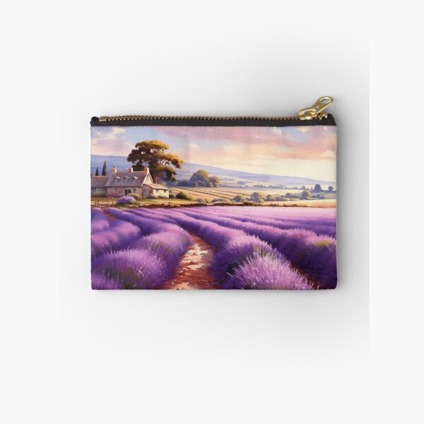 Item preview, Fields of lavender at sunset - Acrylic landscape painting designed and sold by TheArtistOf2022.
