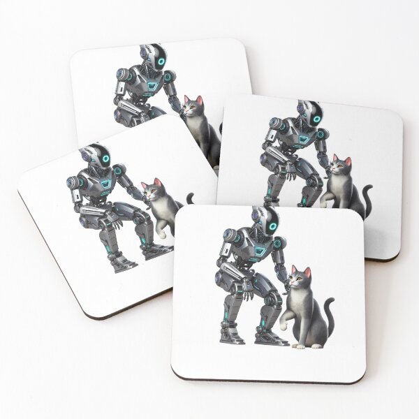 Item preview, Gi robot, android, white color, cat, cat lover, designed and sold by Lunaria Arts.