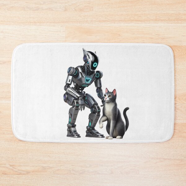 Item preview, Gi robot, android, white color, cat, cat lover, designed and sold by Lunaria Arts.