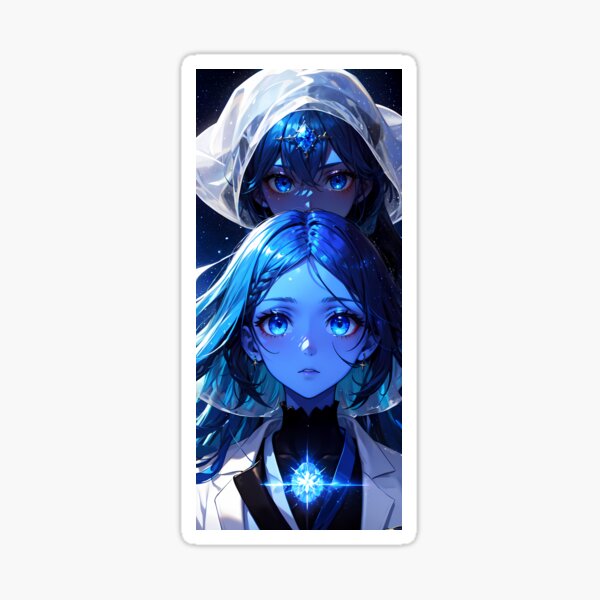 Vista previa del artículo con la obra «Gemelos Celestiales – Ene Azul Místico», diseñado y vendido por SakuraBrush.