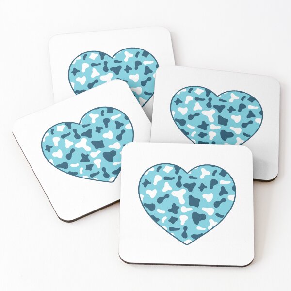Item preview, Royal Blue White Cow Pattern on Light Blue Cowhide | Light Blue Cow Skin Heart designed and sold by PatternPen.