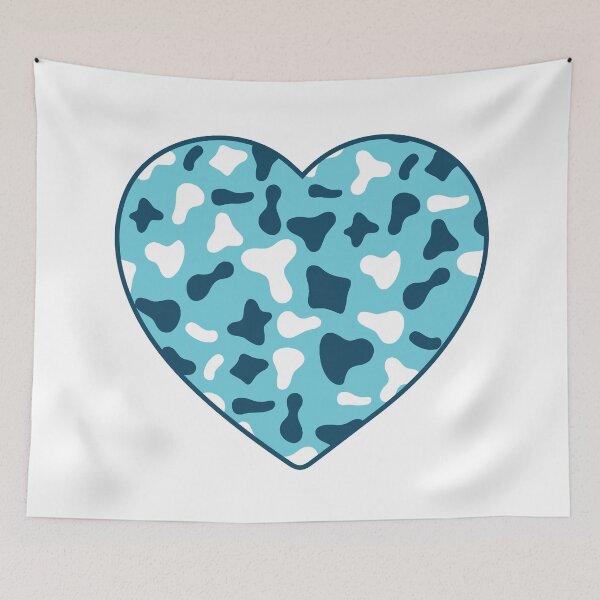 Item preview, Royal Blue White Cow Pattern on Light Blue Cowhide | Light Blue Cow Skin Heart designed and sold by PatternPen.