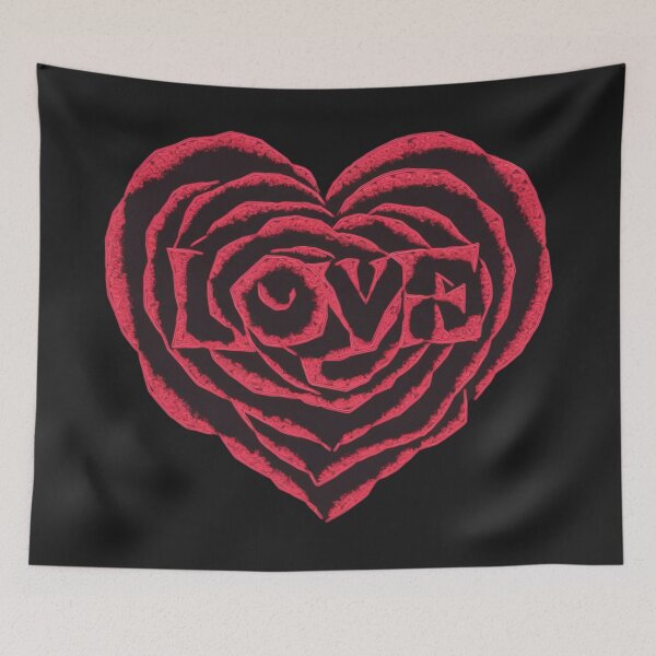 Item preview, a rose head shaped heart constructed entirely from the word "LOVE" designed and sold by 123ks.