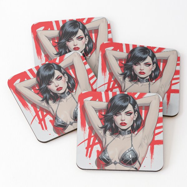 Item preview, Sexy Vampire demon fantasy punk horror Girl illustration designed and sold by Vintage Designs +.