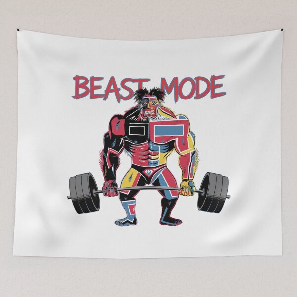 Item preview, weightlifter, Monster Gains, Beast Mode On, Gym, fitness, funnyfits70, Humor, Funny, retro, vintage, funny quotes, animal humor, designed and sold by FunnyFits70.