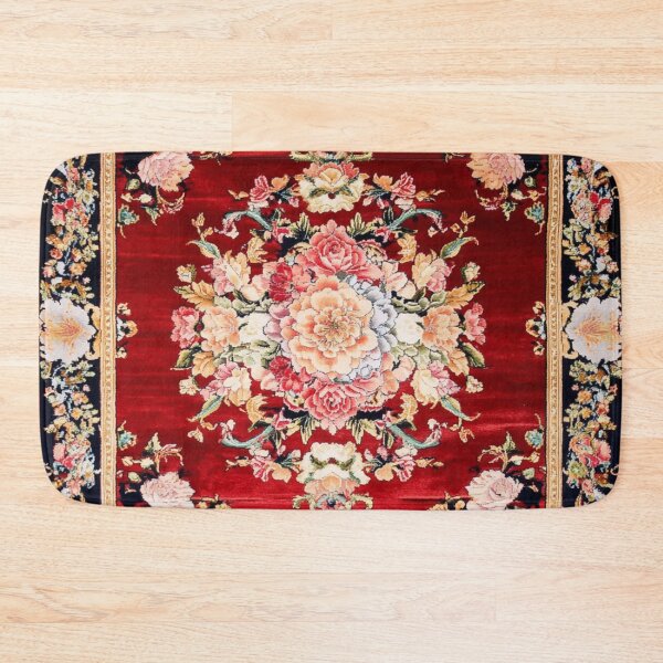 Item preview, Red Silk Chinese Floral Flowers Carpet designed and sold by GrinGalore.