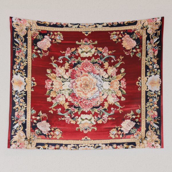 Item preview, Red Silk Chinese Floral Flowers Carpet designed and sold by GrinGalore.