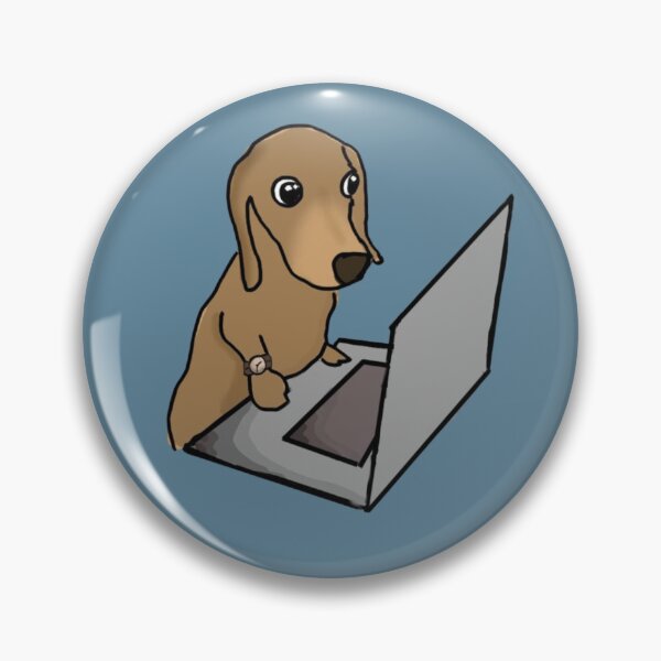 Item preview, Cute dachshund Oliver on computer designed and sold by IneffableIllust.