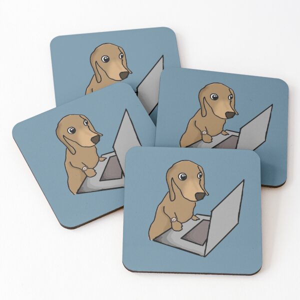 Item preview, Cute dachshund Oliver on computer designed and sold by IneffableIllust.