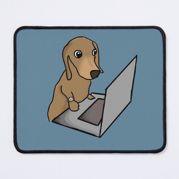 Item preview, Cute dachshund Oliver on computer designed and sold by IneffableIllust.