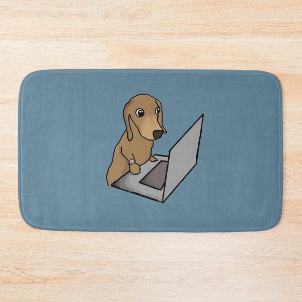 Item preview, Cute dachshund Oliver on computer designed and sold by IneffableIllust.