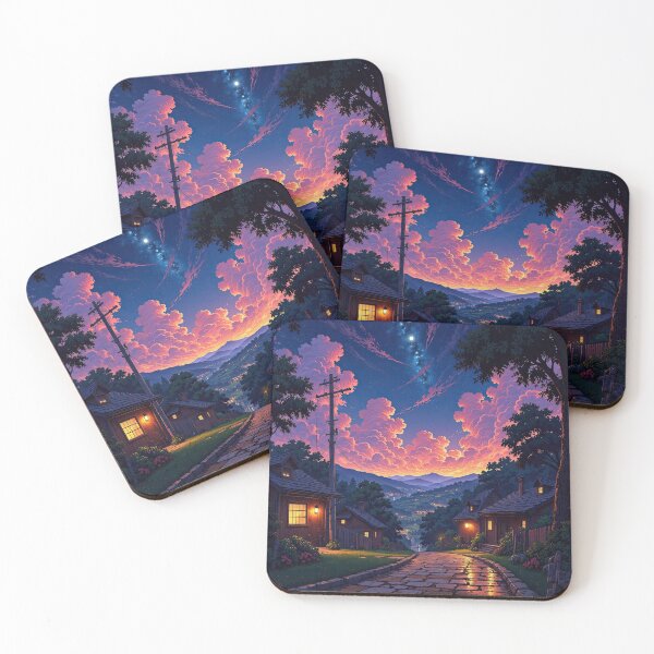 Item preview, Starry Night Over a Mountain Village designed and sold by DafGole.
