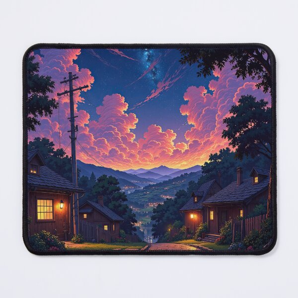 Item preview, Starry Night Over a Mountain Village designed and sold by DafGole.