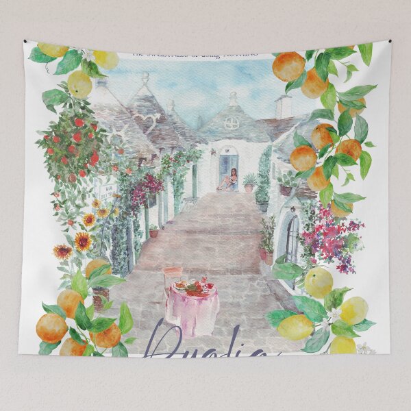 Item preview, DOLCE far NIENTE the sweetness of doing nothing, travel poster Alberobello, Puglia, Italy by Katarina Roccella designed and sold by Katarina Roccella.