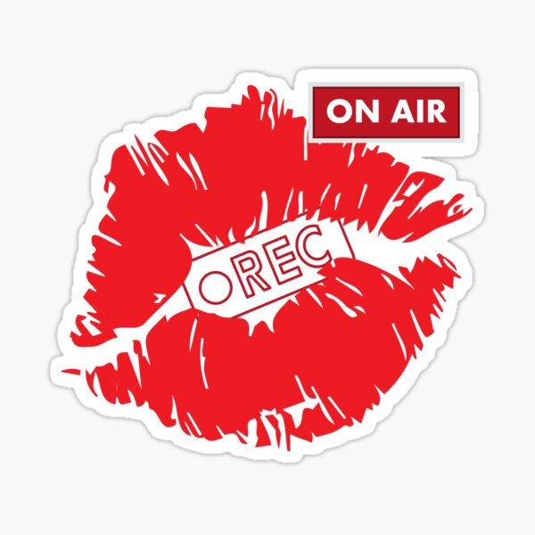 ON AIR Red Lips’n’Rec - Artsy T-shirt, music, singer, woman singer, musician, radio, tv, host Sticker