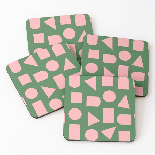 Item preview, Modern, Geometric Shapes Pattern, Pink on Green  designed and sold by OneThreeSix.