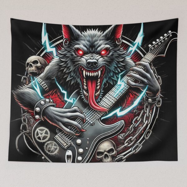 Item preview, Hellhound Guitarist - Shredding Demon Dog designed and sold by Nauert's.