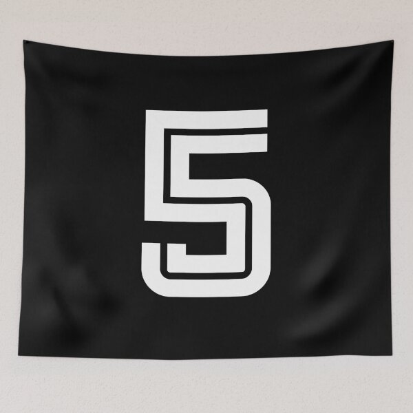 Item preview, No. 5 / Player Number Five / Football Player Number 5 (White on Black) designed and sold by STUDIO-72.