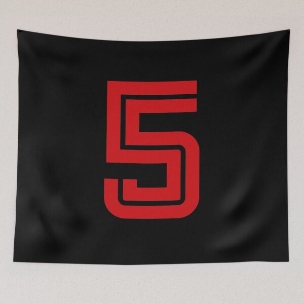 Item preview, No. 5 / Player Number Five / Football Player Number 5 (Red on Black) designed and sold by STUDIO-72.