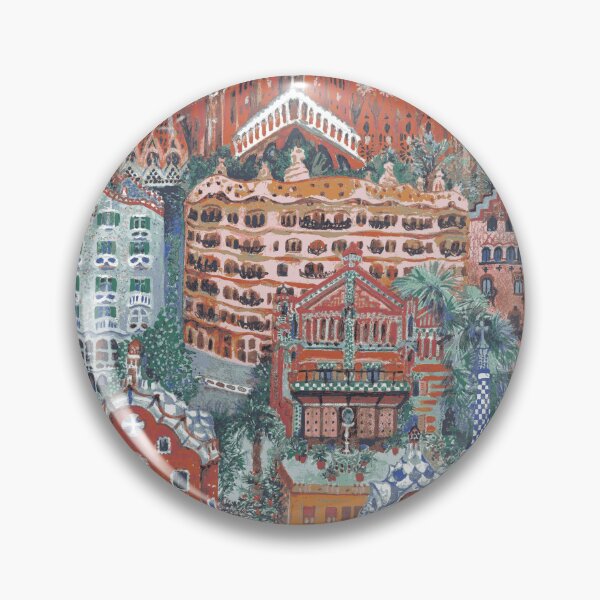 Item preview, Barcelona travel Gaudi art print poster by Katarina Roccella designed and sold by Katarina Roccella.