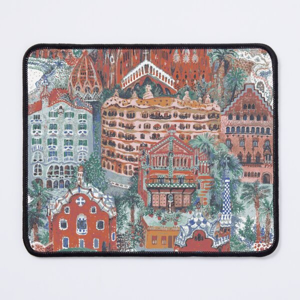 Item preview, Barcelona travel Gaudi art print poster by Katarina Roccella designed and sold by Katarina Roccella.