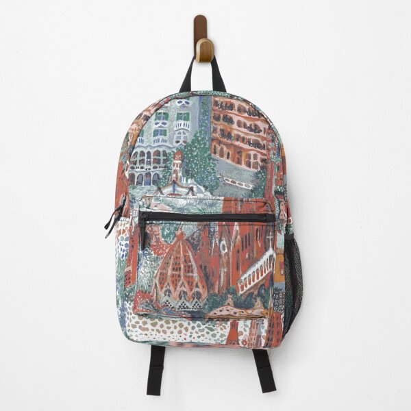 Item preview, Barcelona travel Gaudi art print poster by Katarina Roccella designed and sold by Katarina Roccella.