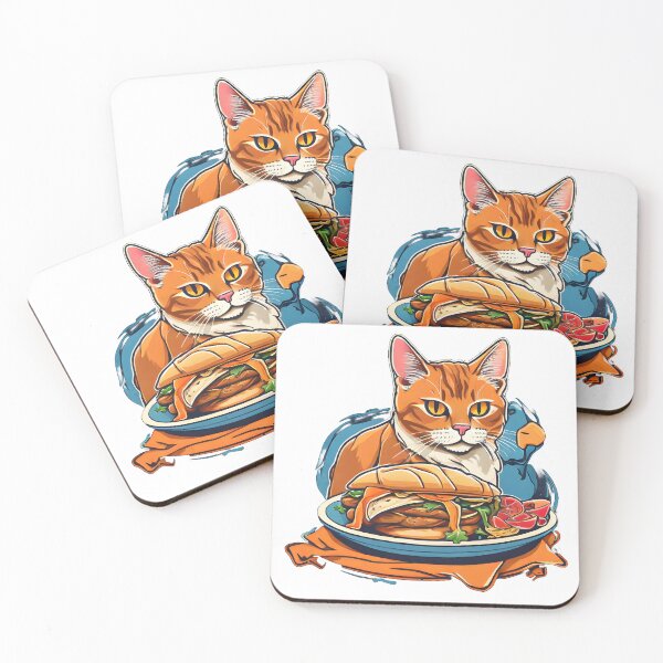 Item preview, cute cat eating Gyros designed and sold by Karaz's Animal Kingdom.