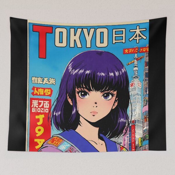 Item preview, Tokyo Japan 80s Retro Anime Girl Vintage Travel designed and sold by Retro-Anime9.