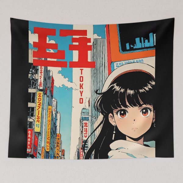 Item preview, Retro Anime Tokyo Japan 80s Girl Vintage Travel designed and sold by Retro-Anime9.