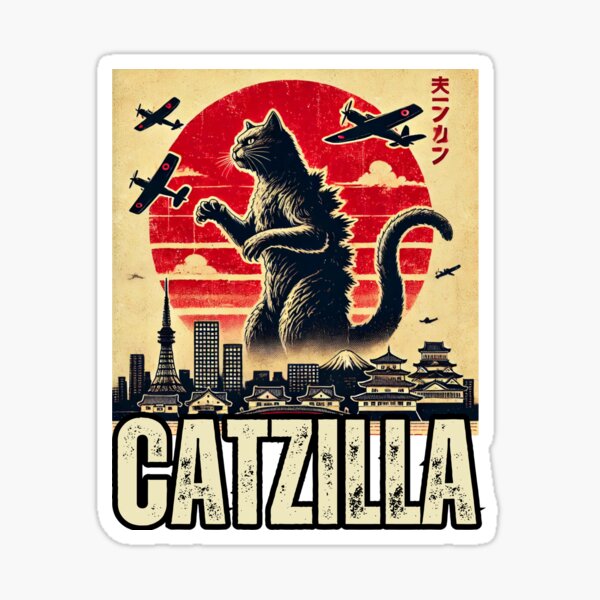 Item preview, Funny Catzilla Cat Japanese Art Funny Cat designed and sold by TeeWizzard.