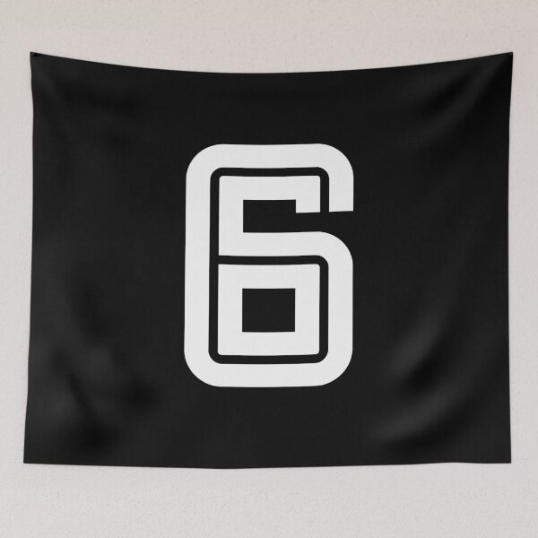 Item preview, No. 6 / Player Number Six / Football Player Number 6 (White on Black) designed and sold by STUDIO-72.