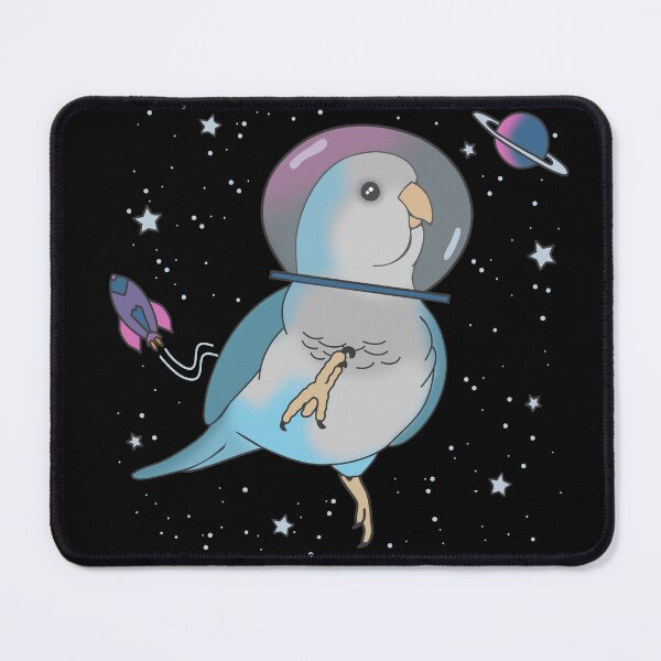 Item preview, Space Birb Astronaut Blue Quaker Parrot Doodle designed and sold by FandomizedRose.