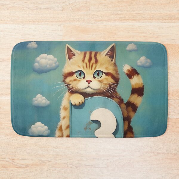 Item preview, Number Three with Cat | Numerals | Cat Illustration | Cat Art designed and sold by UnhingedBird.