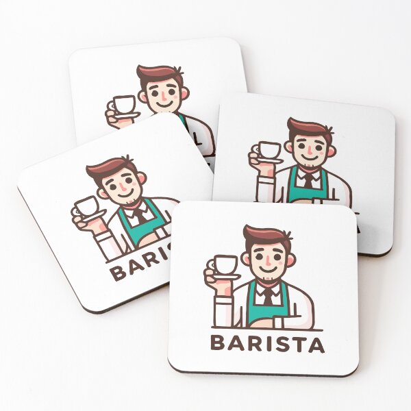 Item preview, Barista Holding Coffee Cup Cartoon Style designed and sold by Akioos.