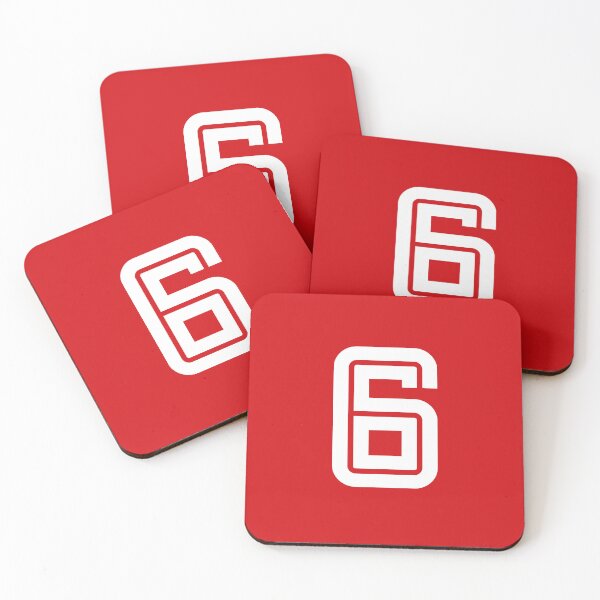 Item preview, No. 6 / Player Number Six / Football Player Number 6 (White on Red) designed and sold by STUDIO-72.