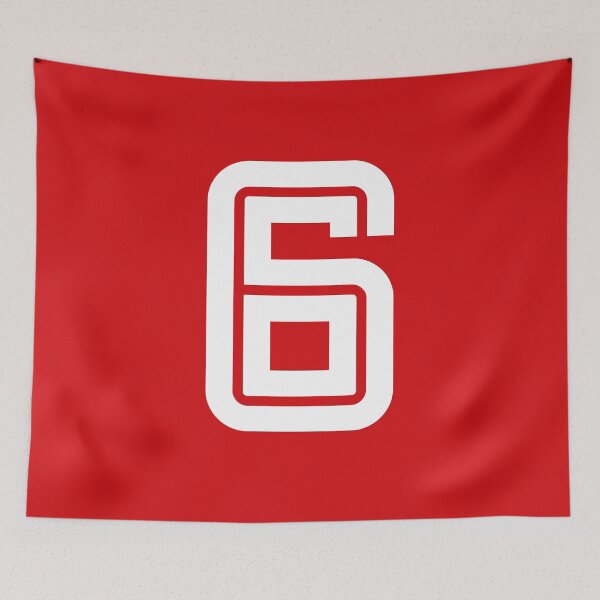 Item preview, No. 6 / Player Number Six / Football Player Number 6 (White on Red) designed and sold by STUDIO-72.
