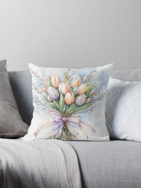 Aperçu de l'œuvre « Bouquet de Pâques : œufs pastel et fleurs printanières » créée et vendue par NelenaArt.